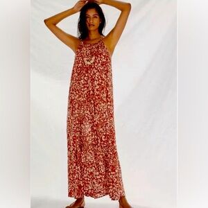 Anthropologie Flounced Maxi Lounge Dress Cedar
Red Orange